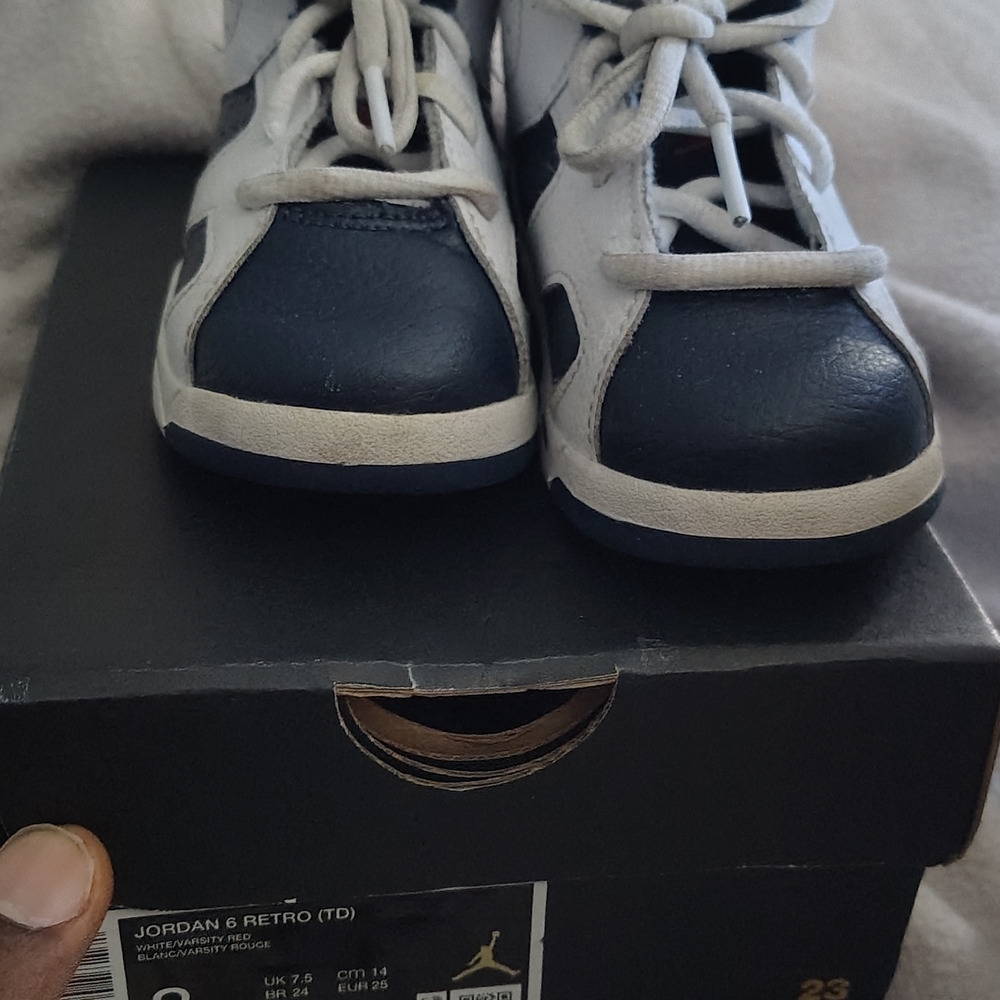 Jordan 6 Retro Kids Shoes - Blue and White